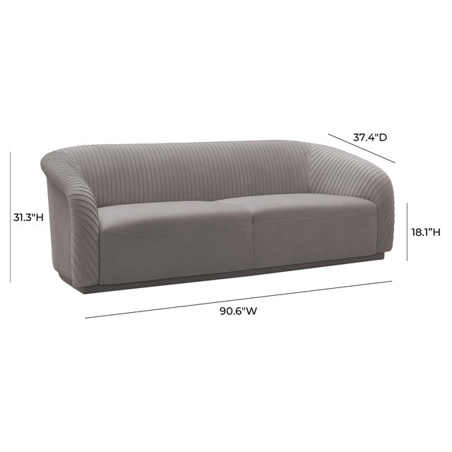 2020s Yara Grey Velvet Pleated Sofa For Sale - Image 5 of 7