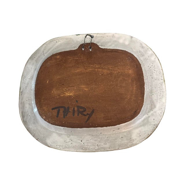 Light Gray Mid-Century French Vallauris Studio Pottery Floral Wall Platter by Thiry For Sale - Image 8 of 8