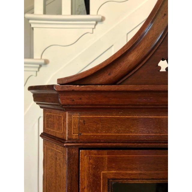 Edwardian Inlaid Mahogany Corner Cupboard For Sale - Image 12 of 15