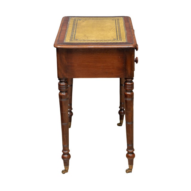 English Diminutive Writing Table or Desk of Mahogany With Inset Leather Top For Sale In Austin - Image 6 of 11