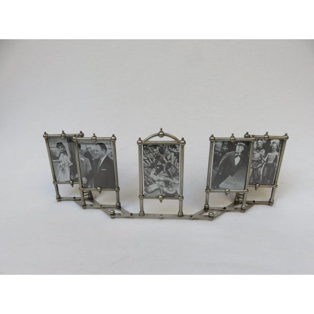 Art Nouveau Nickel Plated Picture Frame for 5 Photos For Sale - Image 4 of 18