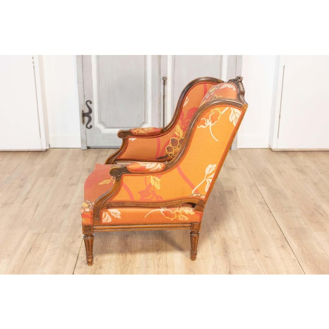 20th Century French Walnut Chair and Ottoman For Sale - Image 9 of 14