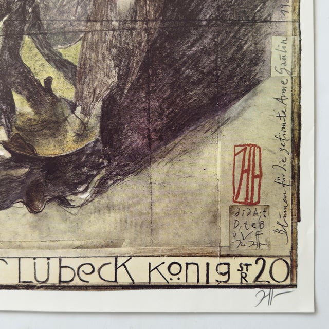 Contemporary Horst Janssen - Neo-Expressionist Still Life Magnolia Lübeck Lithograph, Signed For Sale - Image 3 of 5