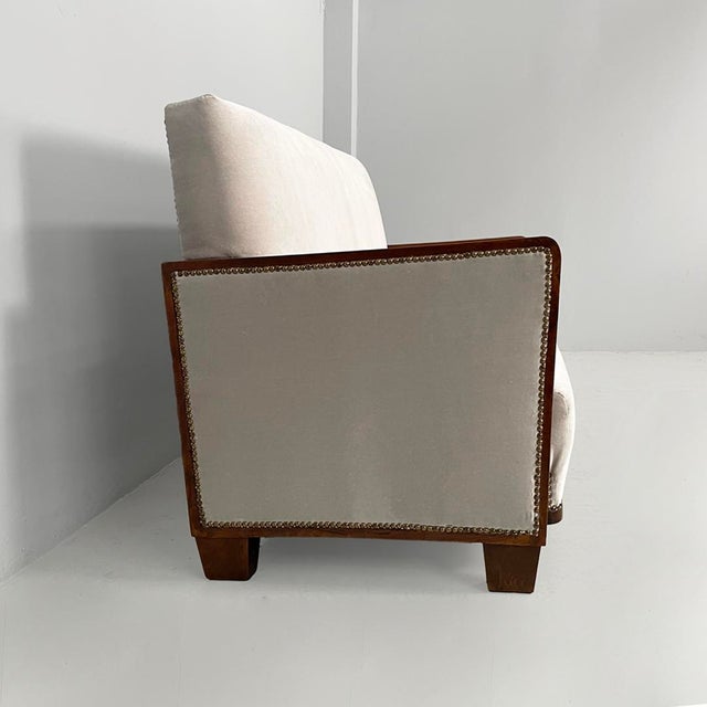 Italian Art Deco Sofa in Wood and Grey Velvet, 1930s For Sale - Image 3 of 13