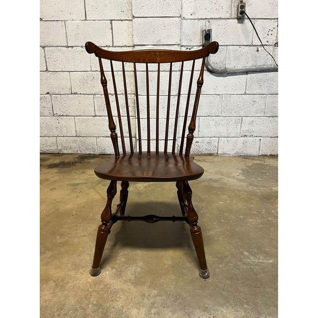 Vintage Set of Three Nichols Stone Furniture Bowl Back Solid Cherry Windsor Dining Chairs. Solid wood frame, Spindle back,...