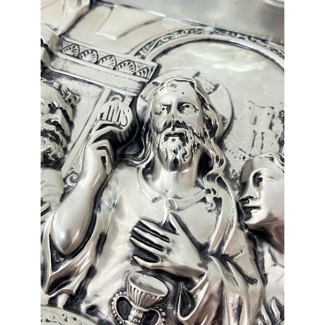 Large Plaque of Jesus' Last Supper in Plated Silver, Italy, 1960s For Sale - Image 12 of 14