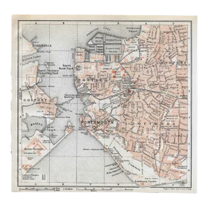 1910 Antique Map of Portsmouth England
