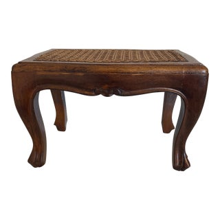 Mid 19th Century Antique Italian Cane Top Footstool For Sale