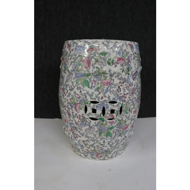 Vintage Floral Chinoiserie Ceramic Garden Stool For Sale - Image 4 of 7