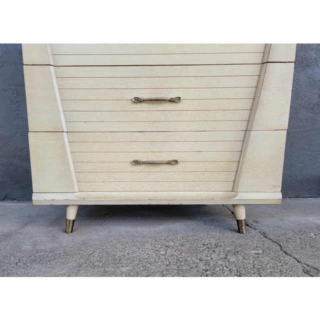 Wood Mid-Century Modern Tall Dresser With Art Deco Influence For Sale - Image 7 of 14