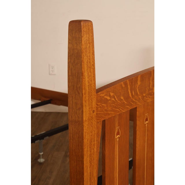 Stickley Mission Collection Harvey Ellis Inlaid Oak Queen Bed For Sale - Image 15 of 18