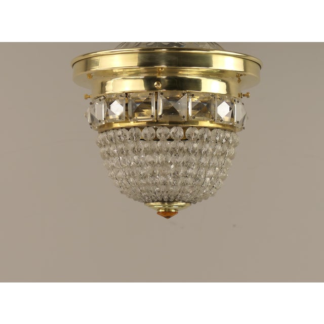 Metal Art Deco Brass Ceiling Light with Faceted Crystal Glass Beads, Austria, 1920s For Sale - Image 7 of 9