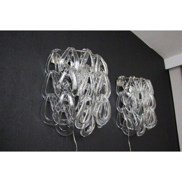 Clear Murano Glass Wall Lights by Angelo Mangiarotti for Vistosi, 1970s, Set of 2 For Sale - Image 11 of 18