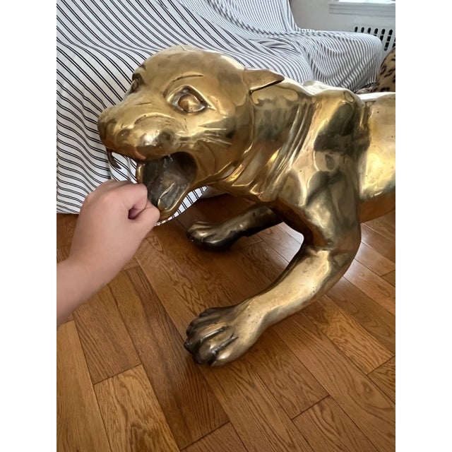1960 Mid Century Modern Life Size Brass Panther, made in Japan.