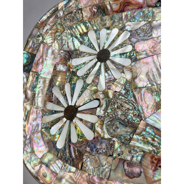 Metal Los Castillo Taxco Mexican Modernist Abalone, Mother of Pearl & Silvered Tray For Sale - Image 7 of 9