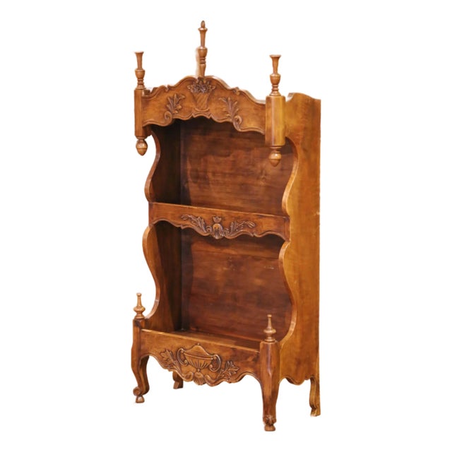 Mid-Century French Louis XV Walnut Estanier With Carved Basket and Urn Motifs For Sale