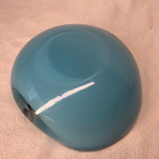 1950s 1950s Alfredo Barbini Murano Turquoise Blue & Raspberry Blown Art Glass Bowl For Sale - Image 5 of 5