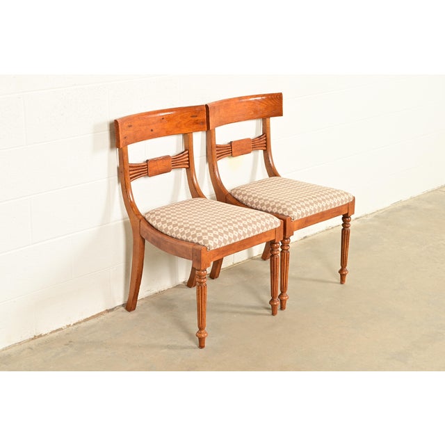 Baker Furniture Company Baker Furniture English Regency Carved Maple Side Chairs or Dining Chairs, Pair For Sale - Image 4 of 15