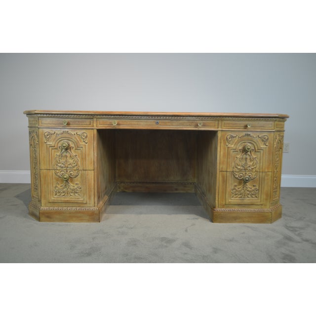 French Rococo Style Carved Executive Desk | Chairish