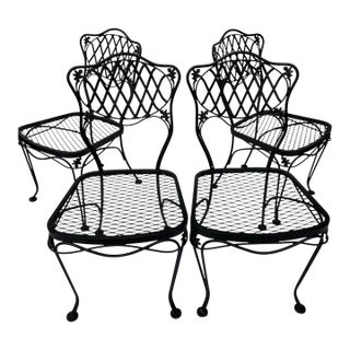 Mid 20th Century Woodard Florentine Orleans Pattern Iron Patio Chairs - Set of 4 For Sale
