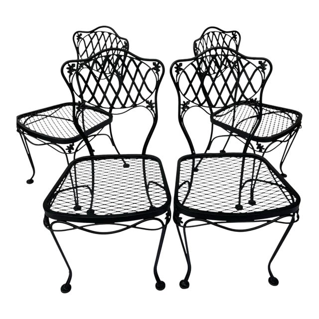 Mid 20th Century Woodard Florentine Orleans Pattern Iron Patio Chairs - Set of 4 For Sale