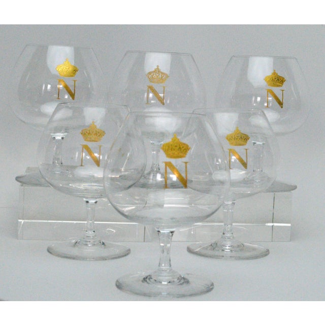 Baccarat 1990s Baccarat Napoleon Monogram French Cognac Brandy Snifters Glasses- Set of 6 For Sale - Image 4 of 7