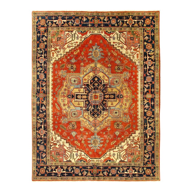 2020s Rust Color Hand Knotted Serapi Design For Sale