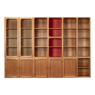 Modular Wall Unit in Pine, 1950s, Set of 13 For Sale