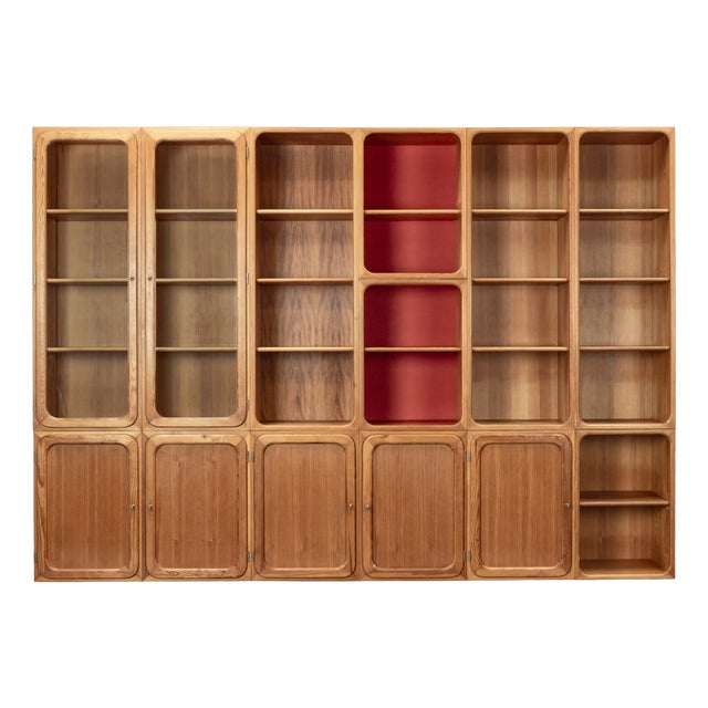 Modular Wall Unit in Pine, 1950s, Set of 13 For Sale