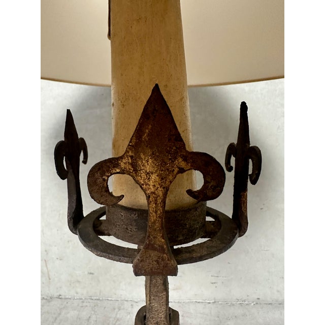 Metal Vintage Spanish Brutalist Table Lamp in Wrought Iron, 1960s For Sale - Image 7 of 13