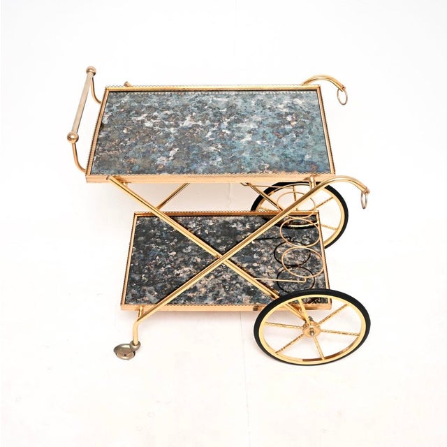 Metal Vintage Italian Brass Drinks Trolley, 1970s For Sale - Image 7 of 13