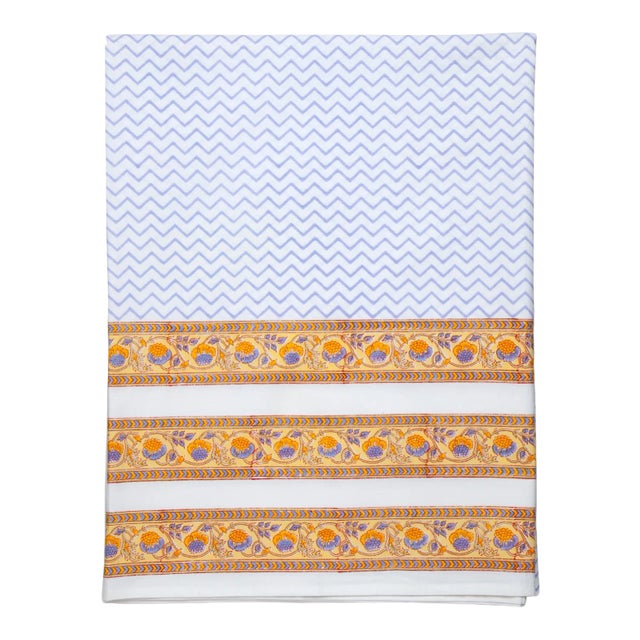 Juhi Chevron Flat Sheet, Queen - Periwinkle For Sale