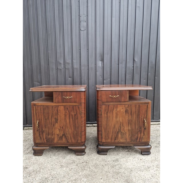 Art Deco Burl Bedside Tables, 1930, Set of 2, in Very Good conditions. Designed 1920 to 1949