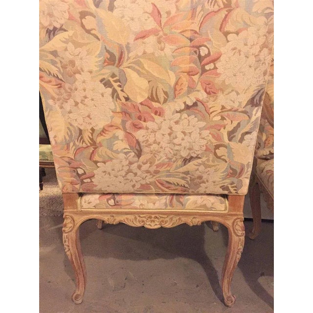 Textile Distressed Carved Louis XV Style Fauteuils - Pair For Sale - Image 7 of 10