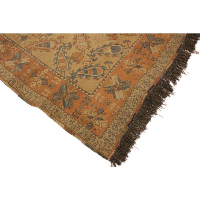 1970s 1970s Vintage Soumakh Russel Tan Rust Wool Rug- 5'8 X 7'5 For Sale - Image 5 of 9
