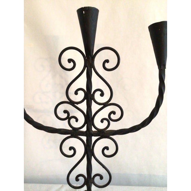 1950 Hand Wrought Iron Candle Holder For Sale - Image 4 of 10
