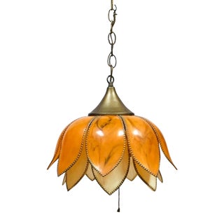 1970s Lotus Swag Pendant Hanging Light For Sale