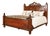Italian Rustic Tuscan Solid Walnut King Bed With Hand-Carved Pediment For Sale