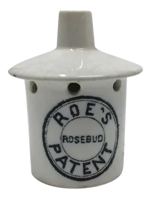 Antique English Roe's Rosebud Patent Transferware Pie Funnel