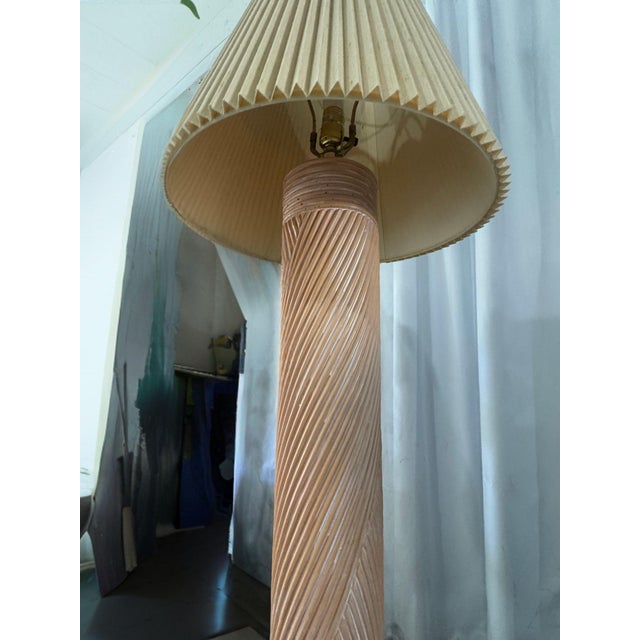 Beige Vintage 1980's Post Modern Wood Floor Lamp With Sculptural Design For Sale - Image 8 of 8