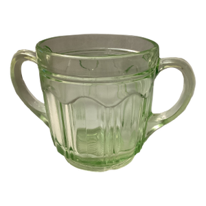 Vintage Anchor Hocking Depression Colonial Green Open Sugar Bowl