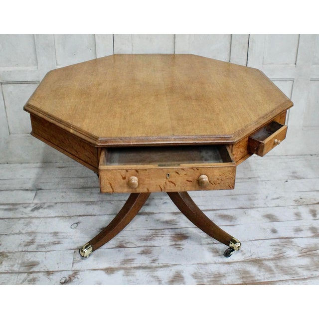 Wood Regency Octagonal Oak Drum Table from William Morris & Co., 1810s For Sale - Image 7 of 9