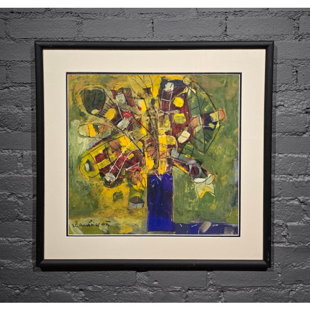 Expressionism Lê Quảng Hà (Vietnamese) Abstract Floral Still Life W/ Phallic Symbolism–Oil Painting For Sale - Image 3 of 10
