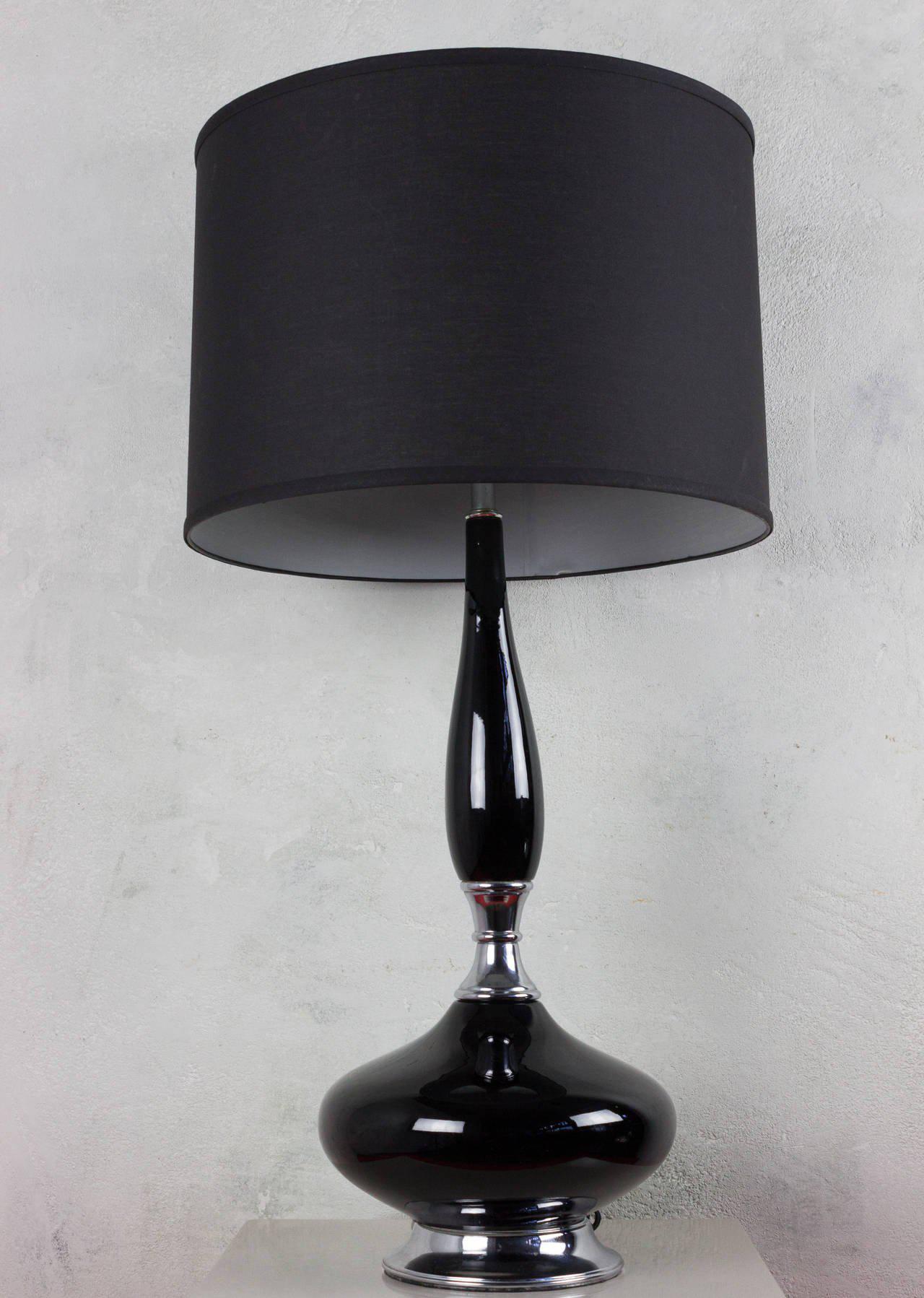 black and chrome table lamp