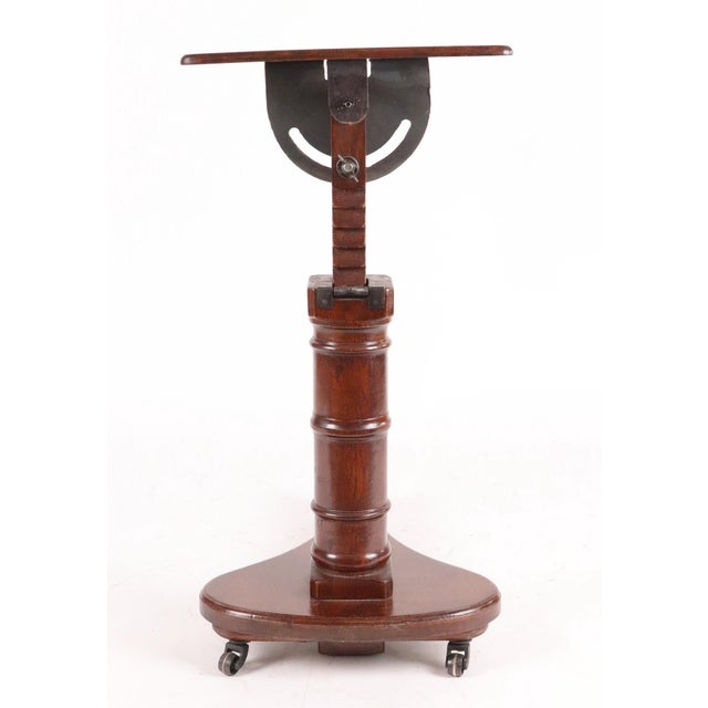 Wood Mid 20th Century Victorian Tilt Top English Oak Reading Table on Casters For Sale - Image 7 of 8