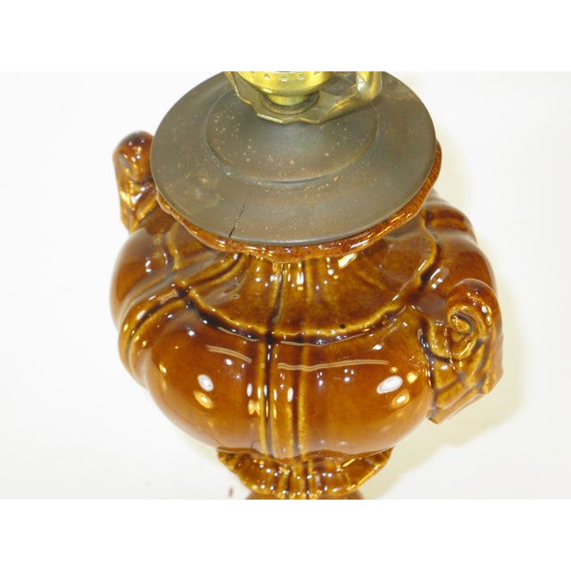 Brown Early 20th Century Neoclassical Urn Ceramic Table Lamp For Sale - Image 8 of 13