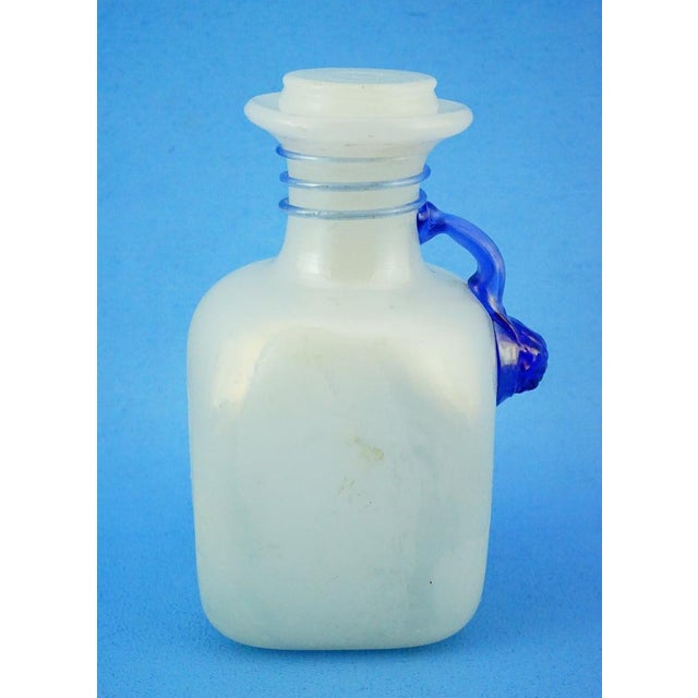 19th Century Milk Murano Glass Perfume Bottle with Blue Cameo attributed to Salviati & C. For Sale - Image 4 of 18