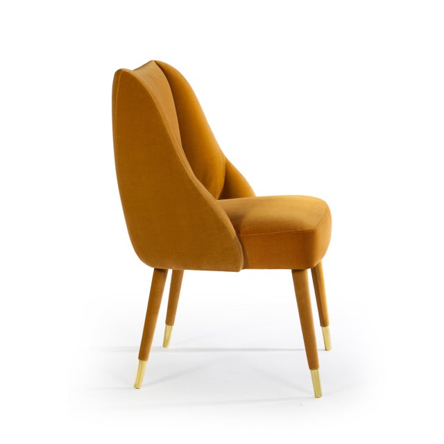 Contemporary Figueroa Dining Chair in Orange Velvet from Insidherland For Sale - Image 3 of 8