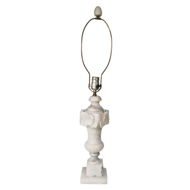 American Mid 20th Century Italian Carved Marble Table Lamps - a Pair For Sale - Image 3 of 14