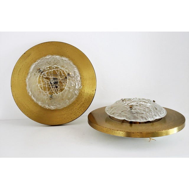 1960s Mid-Century Italian Flush Mount in Brass and Murano Glass by Angelo Brotto for Esperia, 1960s For Sale - Image 5 of 18